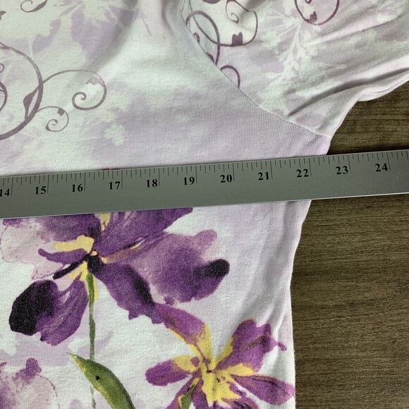 Pleasant Shade Womens Top XL Long Sleeve Floral Embellished Stretch Round Neck - Picture 4 of 8